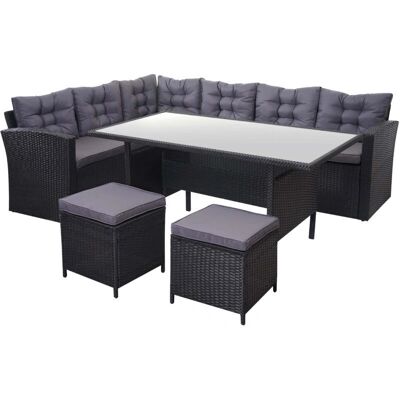 Decoshop26 - 04_0003055 - Negro Polyrotín - Cojines Grises - Conjunto de jardín Decoshop26 - 04_0003055 - Negro Polyrotín - Cojines Grises - Conjunto de jardín