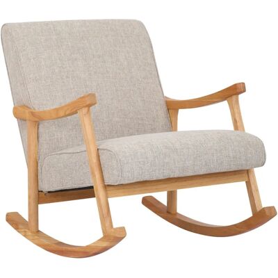 DECOSHOP26 - FAB10086 - Tela crema - Base de madera - Armchair DECOSHOP26 - FAB10086 - Tela crema - Base de madera - Armchair