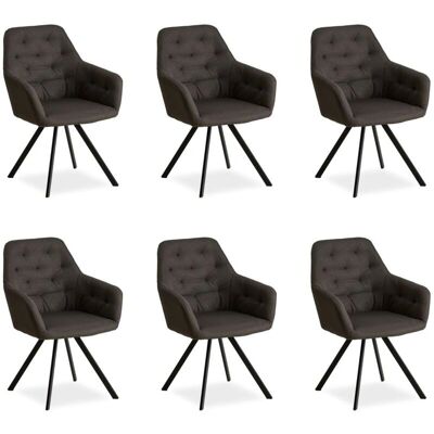 Décoshop26 - Modelo CDS06306 - 6 Sillas de lino gris para comedor Décoshop26 - Modelo CDS06306 - 6 Sillas de lino gris para comedor