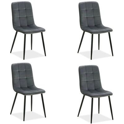 Décoshop26 - CDS06202 - Terciopelo Gris - Patas de acero negras - Juego de sillas de comedor Décoshop26 - CDS06202 - Terciopelo Gris - Patas de acero negras - Juego de sillas de comedor