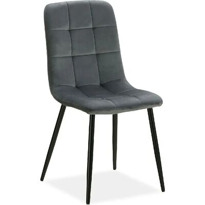 DÉCOSHOP26 - CDS06002 - Terciopelo Gris - Piernas de Metal Negras - Silla DÉCOSHOP26 - CDS06002 - Terciopelo Gris - Piernas de Metal Negras - Silla