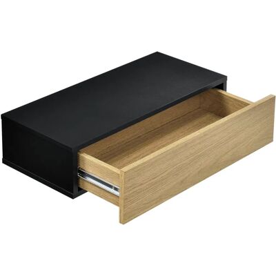 Helloshop26 - Juego de 2 estantes de pared con encimera 50 cm negro - Negro y madera - 50 cm - Partición de tablero - Shelf set Helloshop26 - Juego de 2 estantes de pared con encimera 50 cm negro - Negro y madera - 50 cm - Partición de tablero - Shelf set