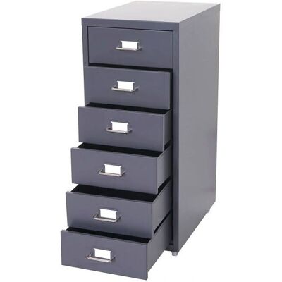 Décoshop26 Armoire en acier 6 tiroirs - Gris foncé - 69x28x41cm - Publicité Décoshop26 Armoire en acier 6 tiroirs - Gris foncé - 69x28x41cm - Publicité