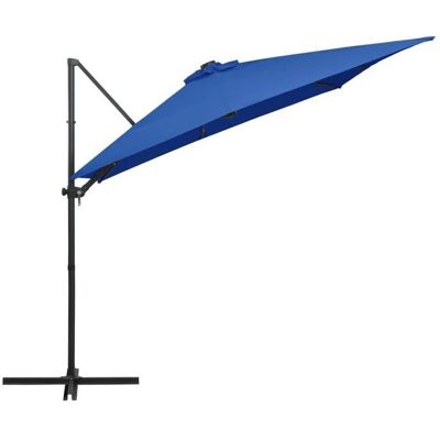 Sombrilla de jardín con poste de acero y LED - Azul celeste 250cm Sombrilla de jardín con poste de acero y LED - Azul celeste 250cm