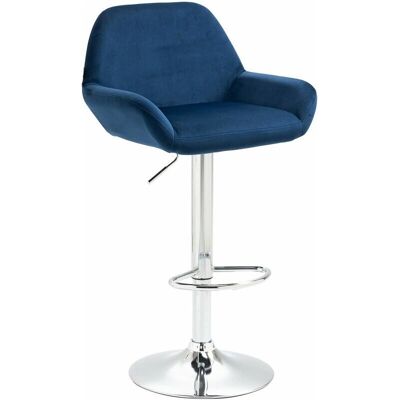 DÉCOSHOP26 - TDB10426 - velluto blu - base a tromba cromata - altezza regolabile - sgabello bar DÉCOSHOP26 - TDB10426 - velluto blu - base a tromba cromata - altezza regolabile - sgabello bar