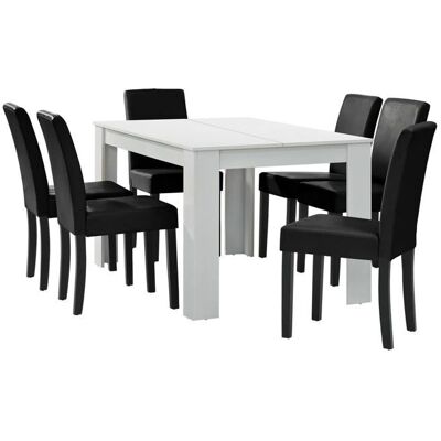HELLOSHOP26 - Mesa de comedor 140x90 - Blanco mate - Dining set HELLOSHOP26 - Mesa de comedor 140x90 - Blanco mate - Dining set