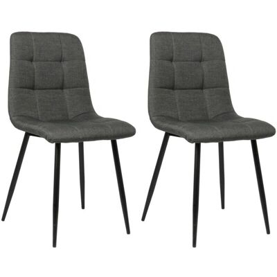DÉCOSHOP26 Sillas de comedor en tela gris oscuro - Conjunto moderno de 2 DÉCOSHOP26 Sillas de comedor en tela gris oscuro - Conjunto moderno de 2