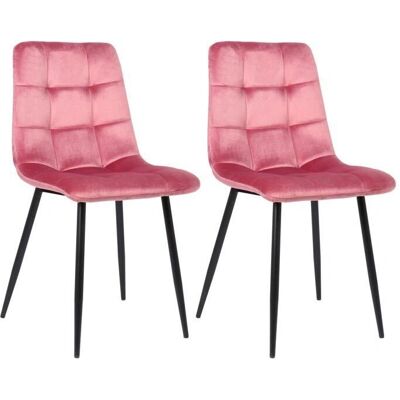 Décoshop26 - Conjunto de 2 sillas de comedor en terciopelo rosa - Silla Décoshop26 - Conjunto de 2 sillas de comedor en terciopelo rosa - Silla