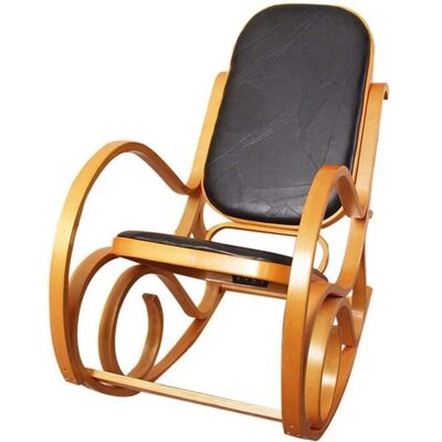 Décoshop26 Silla mecedora de madera clara - Cuero, Relajación Décoshop26 Silla mecedora de madera clara - Cuero, Relajación