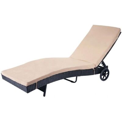 Décoshop26 - Sillón de polirratán - Ajustable, Resistente al agua, Cojines beige Décoshop26 - Sillón de polirratán - Ajustable, Resistente al agua, Cojines beige