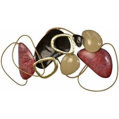 Décoshop26 Decoración de Pared en Metal - Oval Rojo Negro Oro Décoshop26 Decoración de Pared en Metal - Oval Rojo Negro Oro