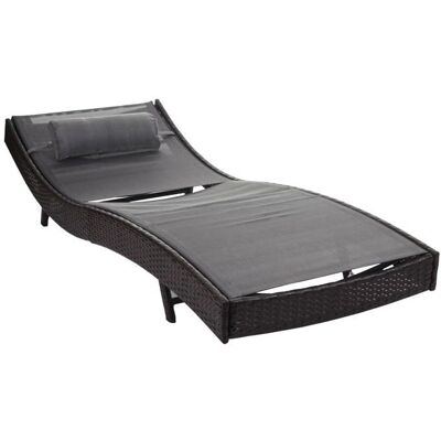 Décoshop26 Sillón de jardín de poliratán marrón - Silla larga Décoshop26 Sillón de jardín de poliratán marrón - Silla larga
