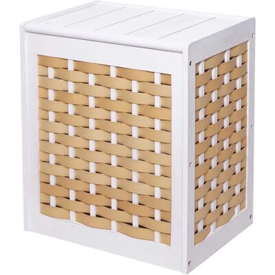 Décoshop26 - 040003751 - Legno massiccio - Bianco - Cesto della biancheria Décoshop26 - 040003751 - Legno massiccio - Bianco - Cesto della biancheria