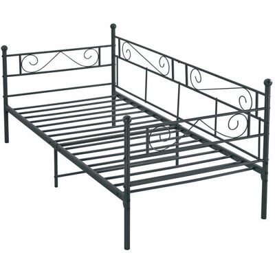 en.casa Estructura de cama de metal - 200x90cm - Soporta 200kg - Montaje fácil - Negro en.casa Estructura de cama de metal - 200x90cm - Soporta 200kg - Montaje fácil - Negro