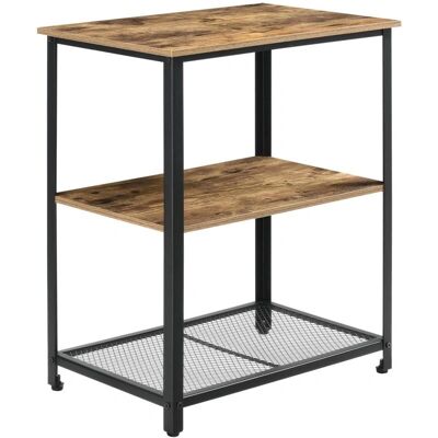 HELLOSHOP26 - Carro de cocina con 3 estantes - Ruedas con cerradura - Madera oscura HELLOSHOP26 - Carro de cocina con 3 estantes - Ruedas con cerradura - Madera oscura