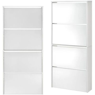 Zapatero con Espejo Blanco - Mueble de Almacenamiento para Zapatos Zapatero con Espejo Blanco - Mueble de Almacenamiento para Zapatos