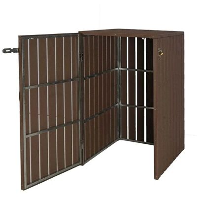 Décoshop26 - Conteneur à ordures extérieur avec 2 bacs métalliques - Marron - Poubelle extérieure - Publicité Décoshop26 - Conteneur à ordures extérieur avec 2 bacs métalliques - Marron - Poubelle extérieure - Publicité