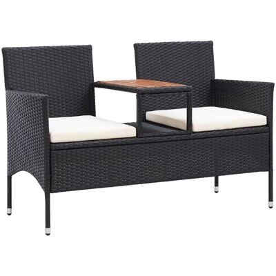 Helloshop26 - Banco de jardín con mesa de té - 2 asientos - Negro Helloshop26 - Banco de jardín con mesa de té - 2 asientos - Negro