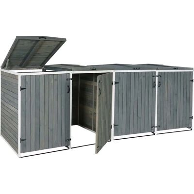 Décoshop26 Abri à poubelles en bois FSC - Jusqu'à 8 bacs - Publicité Décoshop26 Abri à poubelles en bois FSC - Jusqu'à 8 bacs - Publicité