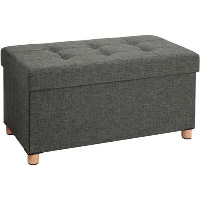 HelloShop26 - 65L - Grigio scuro - Piedi in legno - Bancale contenitore HelloShop26 - 65L - Grigio scuro - Piedi in legno - Bancale contenitore