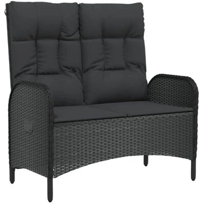 Helloshop26 02_0011736 Negro Resin Rattan Banco de Jardín Helloshop26 02_0011736 Negro Resin Rattan Banco de Jardín