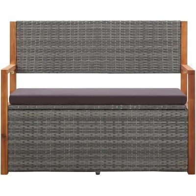 Helloshop26 - 115x50x85 - Ratán sintético gris - Acacia - Banco Helloshop26 - 115x50x85 - Ratán sintético gris - Acacia - Banco