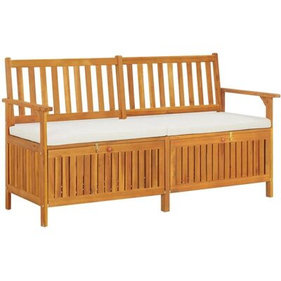 Helloshop26 Banco de jardín de acacia - Almacenamiento con cojín - 148cm Helloshop26 Banco de jardín de acacia - Almacenamiento con cojín - 148cm