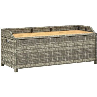 Banco de almacenamiento de jardín Helloshop26 - Ratán de resina - 120cm - Gris - Muebles de jardín Banco de almacenamiento de jardín Helloshop26 - Ratán de resina - 120cm - Gris - Muebles de jardín