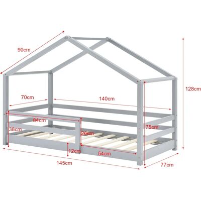 Décoshop26 - 030005523 - 70 x 140 cm - pino gris - cama-cabina Décoshop26 - 030005523 - 70 x 140 cm - pino gris - cama-cabina