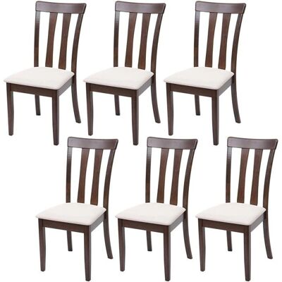 Décoshop26 Modèle CDS04664 - 6 Chaises de salle à manger marron - Bois massif, Tissu crème - Publicité Décoshop26 Modèle CDS04664 - 6 Chaises de salle à manger marron - Bois massif, Tissu crème - Publicité
