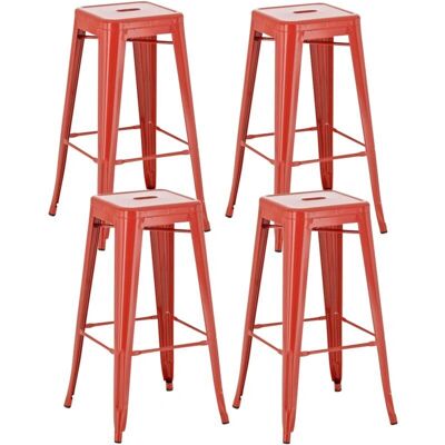 Décoshop26 Taburetes de Bar de Metal Rojo Industrial - Pack de 4 Décoshop26 Taburetes de Bar de Metal Rojo Industrial - Pack de 4
