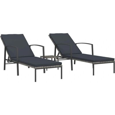 Helloshop26 - Set di 2 chaise longue con tavolo - Arredo da esterno Helloshop26 - Set di 2 chaise longue con tavolo - Arredo da esterno