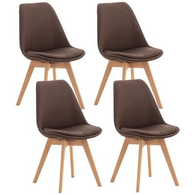 MOBIKASA 4 Sillas de comedor estilo escandinavo en tela marrón patas de madera - Sillas de comedor MOBIKASA 4 Sillas de comedor estilo escandinavo en tela marrón patas de madera - Sillas de comedor