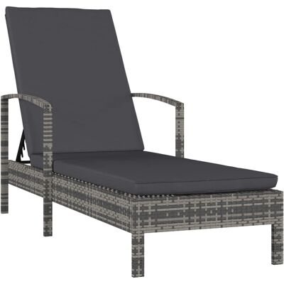 Helloshop26 - Tumbona de resina gris con reposabrazos - Silla de playa Helloshop26 - Tumbona de resina gris con reposabrazos - Silla de playa