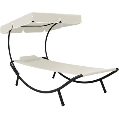 Helloshop26 - Tumbona elegante para exteriores con dosel y almohada Helloshop26 - Tumbona elegante para exteriores con dosel y almohada