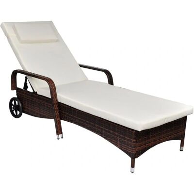 Helloshop26 - Tumbona Marrón Ajustable de Ratán - Muebles de Exterior Helloshop26 - Tumbona Marrón Ajustable de Ratán - Muebles de Exterior