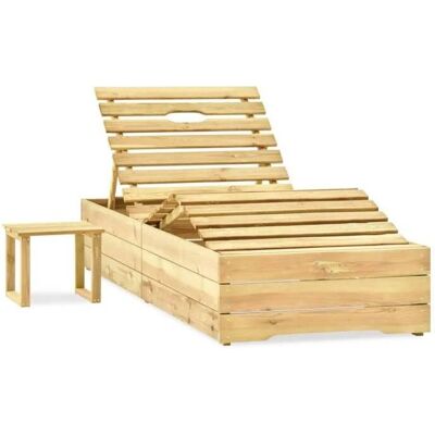 Helloshop26 Tumbona de Madera de Pino con Mesa - Muebles de Jardín Rústicos Helloshop26 Tumbona de Madera de Pino con Mesa - Muebles de Jardín Rústicos