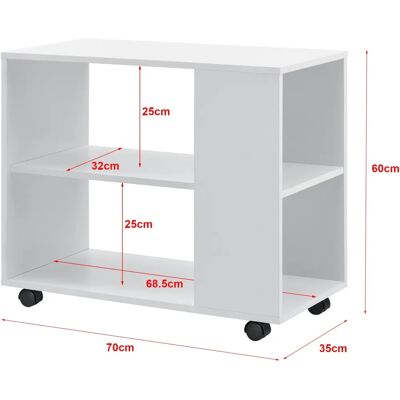 HelloShop26 - Mesa de centro rectangular con ruedas - Blanco - Coffee table HelloShop26 - Mesa de centro rectangular con ruedas - Blanco - Coffee table