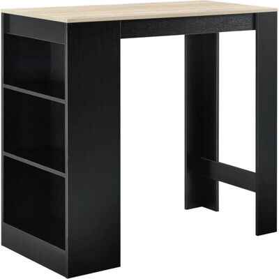 HELLOSHOP26 - Mesa de bar efecto roble negro con almacenamiento 110x50x103cm HELLOSHOP26 - Mesa de bar efecto roble negro con almacenamiento 110x50x103cm