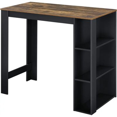 HELLOSHOP26 - Mesa de bar negro con almacenamiento y roble oscuro HELLOSHOP26 - Mesa de bar negro con almacenamiento y roble oscuro