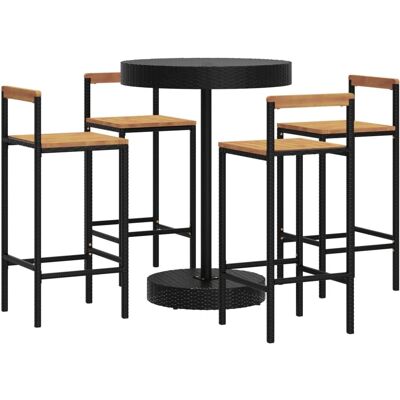 HELLOSHOP26 - 5pc - Negro - Polirratán - Conjunto de bar de jardín HELLOSHOP26 - 5pc - Negro - Polirratán - Conjunto de bar de jardín