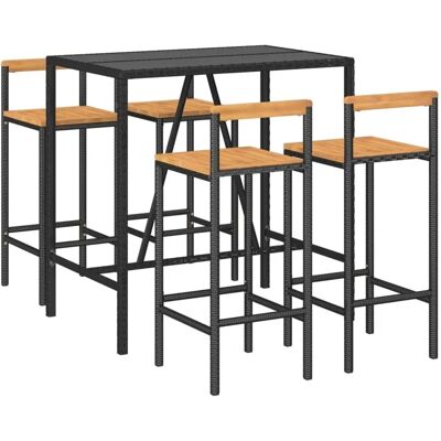 HELLOSHOP26 - Bar de jardín 5 piezas - Polirattan Negro - Bar de jardín HELLOSHOP26 - Bar de jardín 5 piezas - Polirattan Negro - Bar de jardín