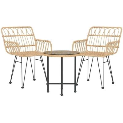 HELLOSHOP26 Conjunto de Comedor de Jardín Ratán Resistente 3 pcs - Muebles de Exterior HELLOSHOP26 Conjunto de Comedor de Jardín Ratán Resistente 3 pcs - Muebles de Exterior