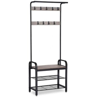 Helloshop26 - Perchero de entrada con ganchos y estante removibles - 183cm Helloshop26 - Perchero de entrada con ganchos y estante removibles - 183cm