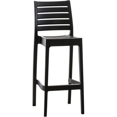DÉCOSHOP26 Sgabello da bar impilabile in plastica nera con poggiapiedi - sgabello DÉCOSHOP26 Sgabello da bar impilabile in plastica nera con poggiapiedi - sgabello