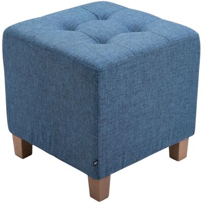 Décoshop26 - 100000158 - Tessuto blu - Piedi in legno - stool Décoshop26 - 100000158 - Tessuto blu - Piedi in legno - stool