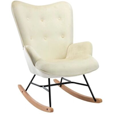 DÉCOSHOP26 Sillón mecedora terciopelo crema - Rocking Chair DÉCOSHOP26 Sillón mecedora terciopelo crema - Rocking Chair