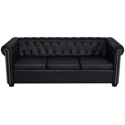 HelloShop26 Sofá cama de 3 plazas convertible en cuero negro - Sofá cama HelloShop26 Sofá cama de 3 plazas convertible en cuero negro - Sofá cama