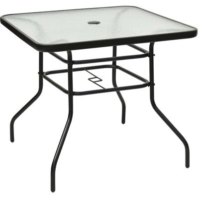 DÉCOSHOP26 Mesa de jardín - Metal y vidrio templado - 81x81x71 cm DÉCOSHOP26 Mesa de jardín - Metal y vidrio templado - 81x81x71 cm