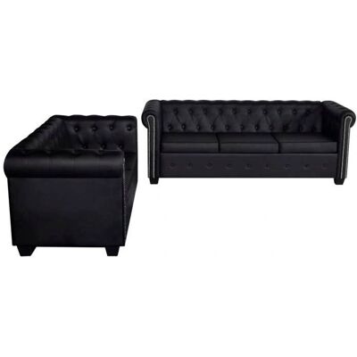 HELLOSHOP26 - Chesterfield 2+3 - Negro - Cuero sintético HELLOSHOP26 - Chesterfield 2+3 - Negro - Cuero sintético